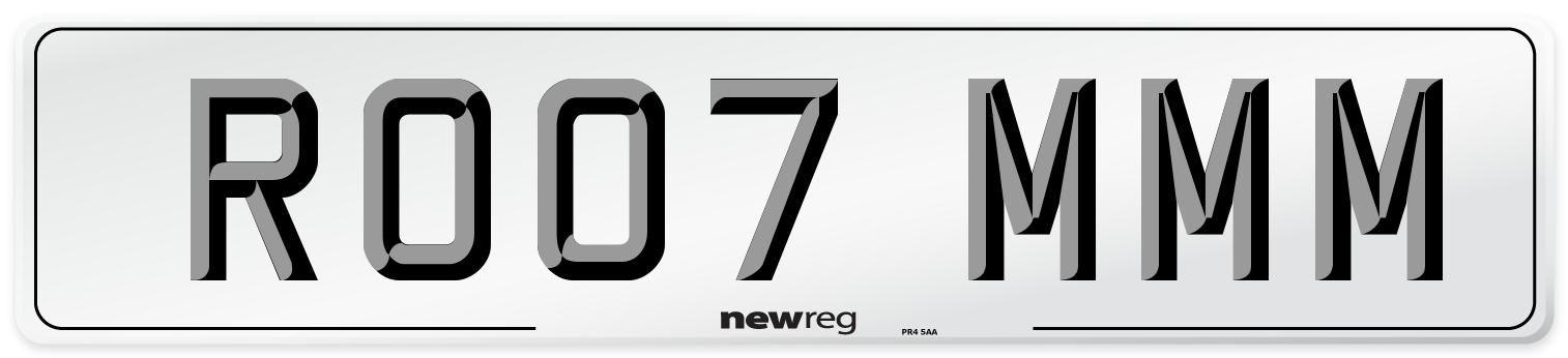 RO07 MMM Number Plate from New Reg